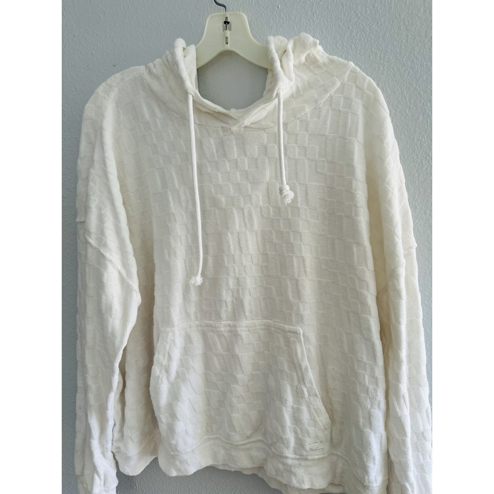 Billabong Hoodie Womens XL White Textured Pullover Surf Coastal Relaxed Fit